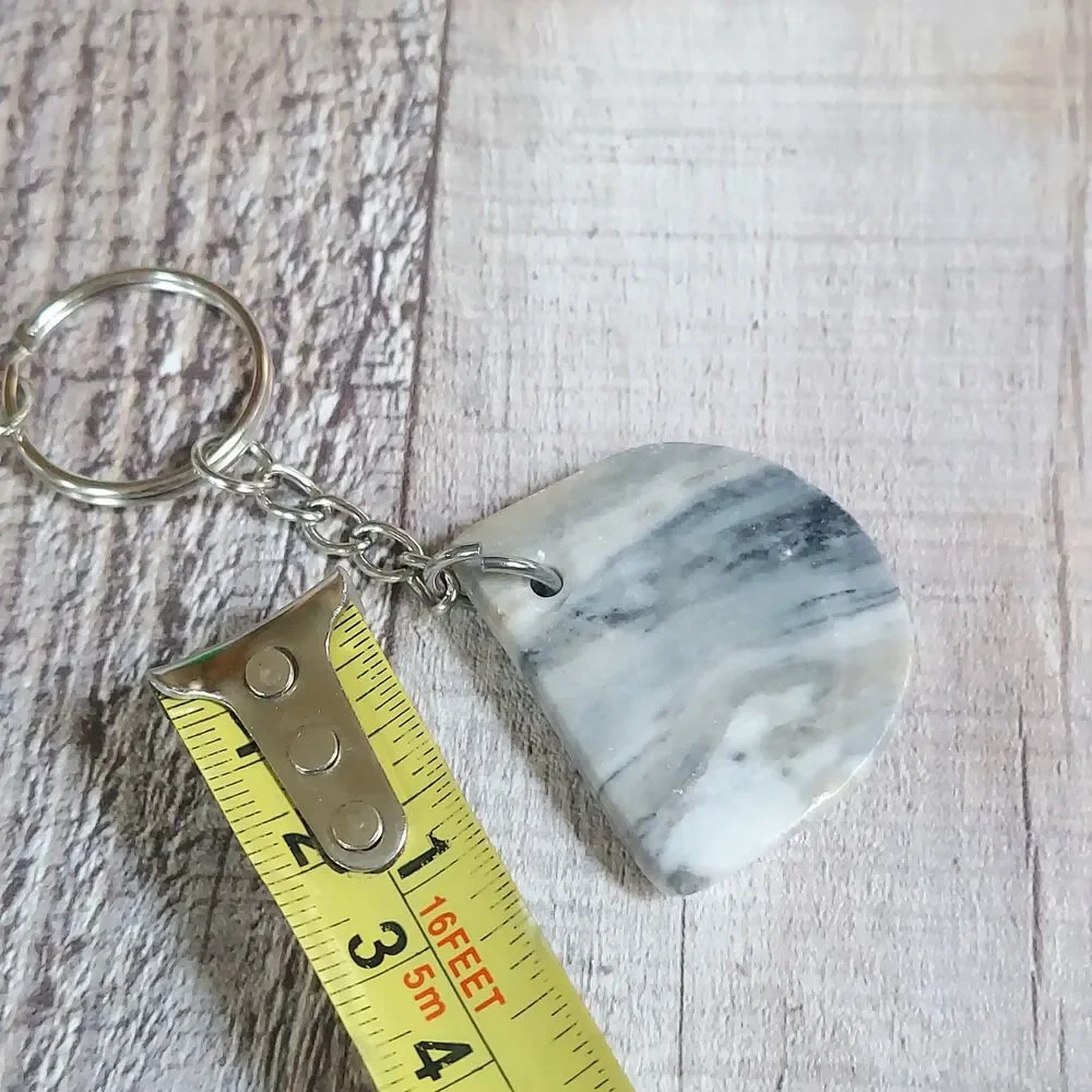 Mexican Onyx Worry Stone Natural Stone Keychain Backpack Clip Purse Charm Multi
